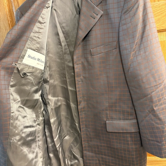 Studio Milano Tessilstrona 7 Button Blazer Sport Coat Wool Gray Checked Mens 43L - Picture 5 of 9